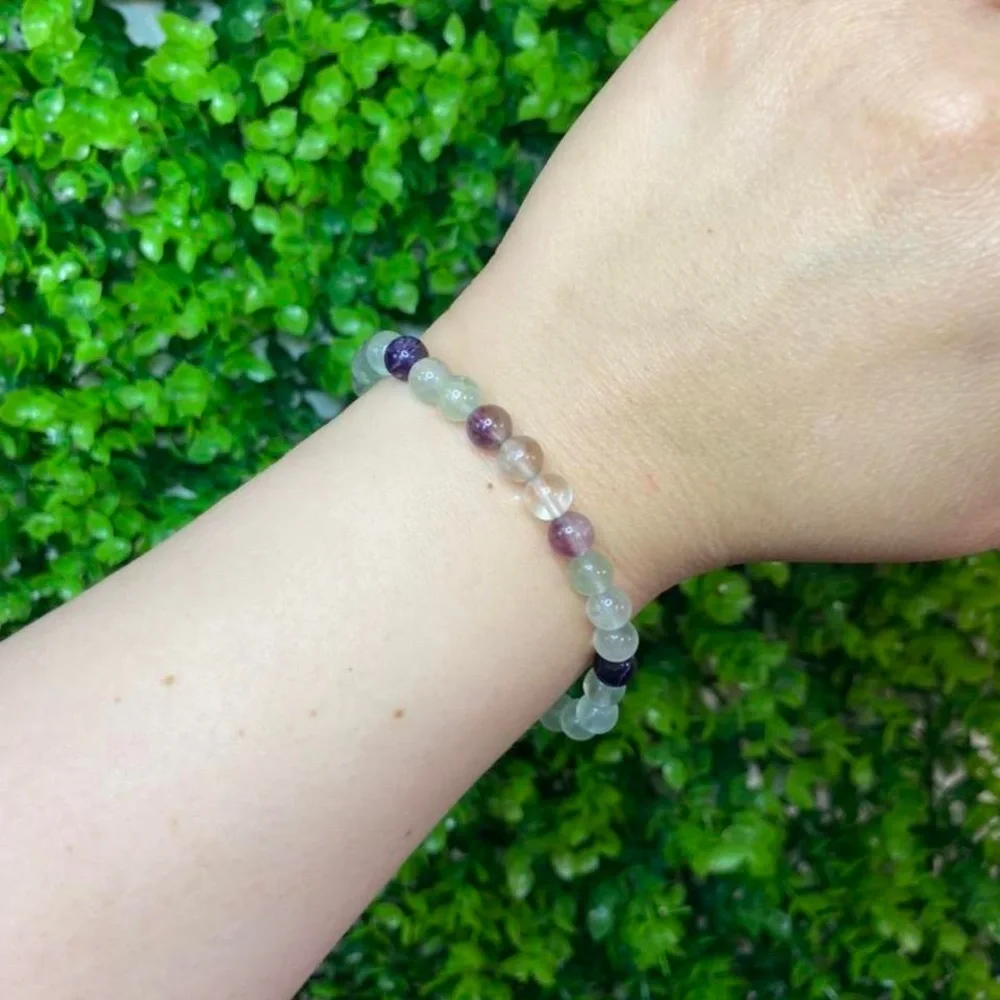 Rainbow Fluorite Crystal Stretchy Bracelet